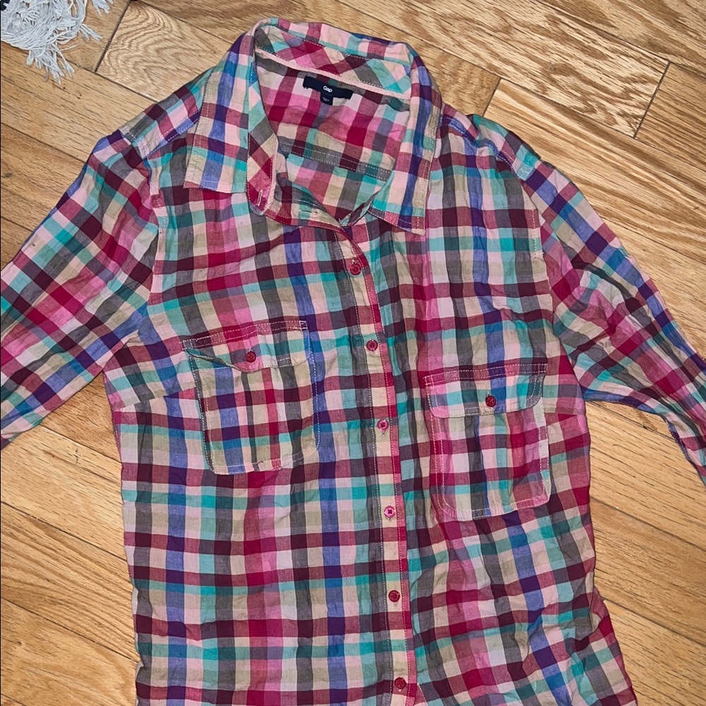 GAP Multicolor Plaid Button Down Shirt